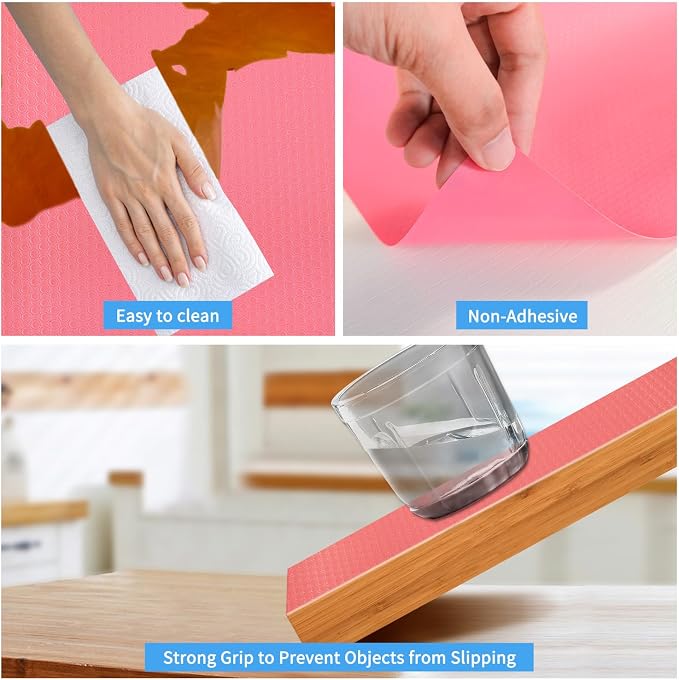 Bloss Pink Shelf Liners 17.7" x 78.7", Under Sink Mat, Non Adhesive EVA Drawer Liners for Bathroom, Kitchen, Desks, Decor Shelves - Image 4