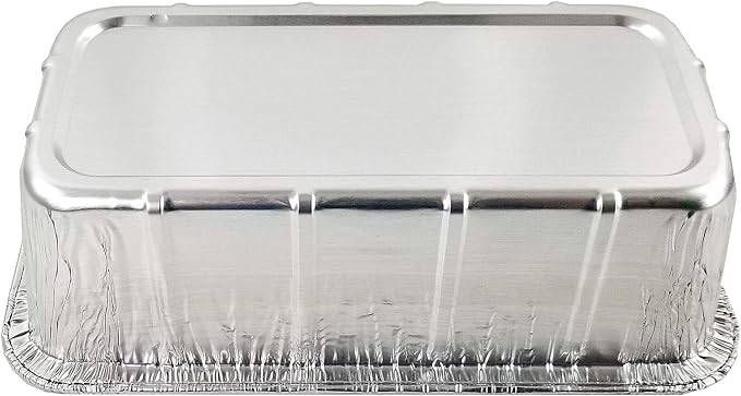 Pactogo 1 1/2 lb. Disposable Aluminum Foil Loaf Bread Baking Pan Tin (Pack of 100) - Image 3