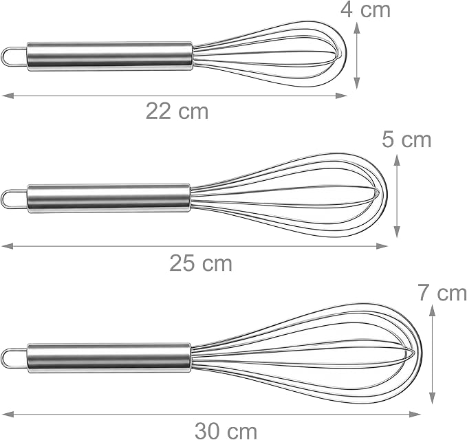 Set of 6 Whisks, Stainless Steel Hand Whisks, Professional Balloon Whisks, Whisks in 8 Inches, 10 Inches, 12 Inches - Image 4