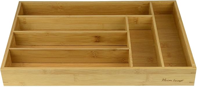 Heim Concept Drawer Organizer Bamboo Cutlery Tray Silverware Organizer/Utensil Holder, Drawer Dividers Organizer for Silverware, Flatware, Knives in Kitchen - Image 4