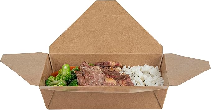 Restaurantware-Bio Tek 8.5 x 6.3 x 2 Inch Food Containers, 200 Durable Noodle Boxes - Disposable, Sustainable, Kraft Paper 49-Ounce Takeout Boxes, Rectangle, For Takeouts, Or Picnics - Image 11