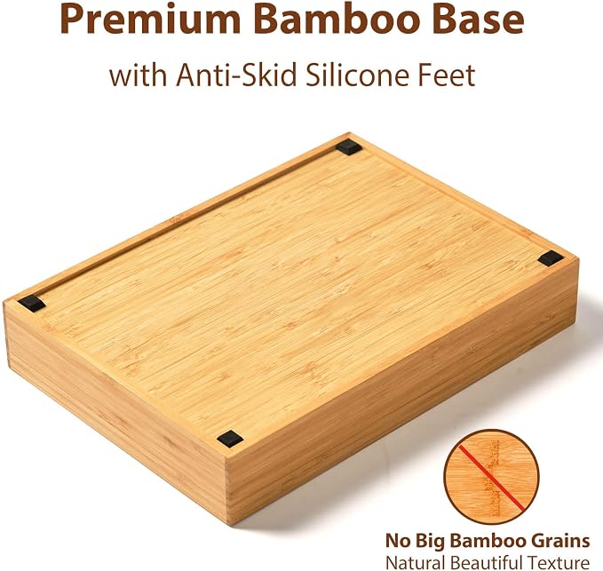 Umilife Bamboo Kitchen Drawer Organizer, 11 Inch Silverware Utensils Tray Holder with Grooved Dividers, 2.4" High Wood Caddy for Flatware Cutlery Knives - Image 4