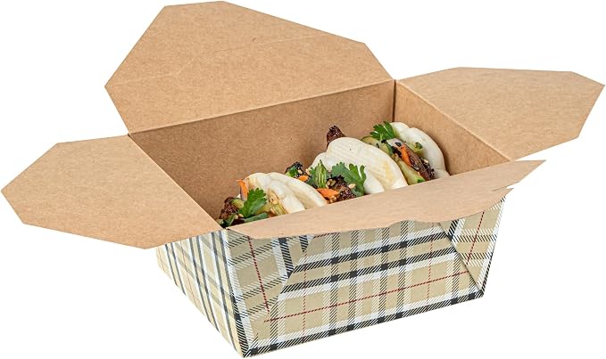 Restaurantware-Bio Tek 5.1 x 4.1 x 2.6 Inch Food Containers, 200 Durable Takeaway Boxes - Disposable, Sturdy, Plaid Paper 30 Ounce Takeout Boxes, Rectangle, For Takeouts And Delivery, Or Picnics - Image 10