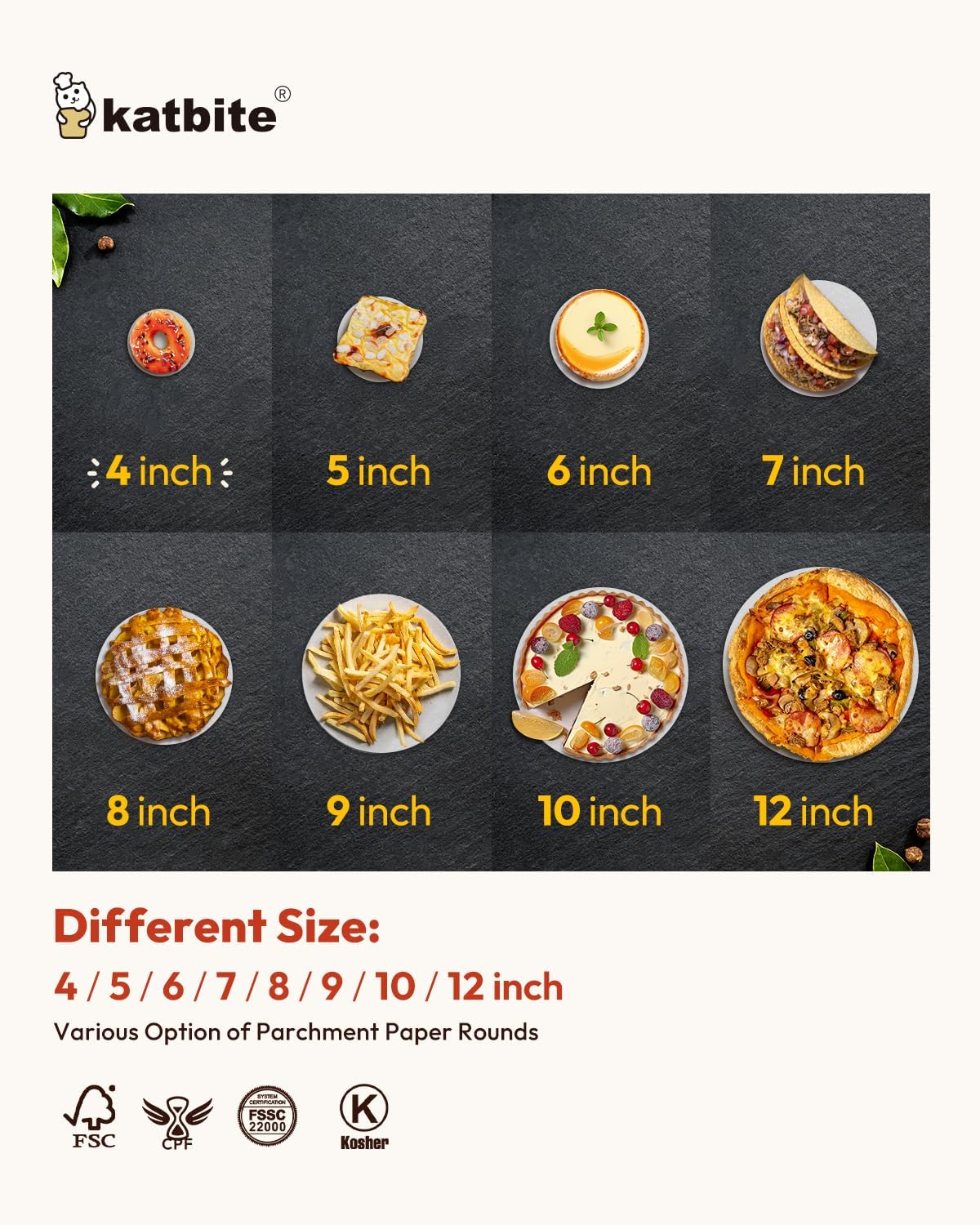 Katbite 4 Inch 400Pcs Parchment Paper Rounds, Round Parchment Paper for Cake Baking, Air Fryer Liners, Freezing, Tortilla Press(2 Pack of 200Pcs)