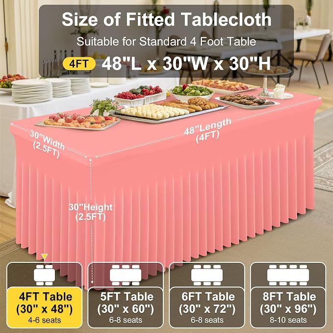 Smiry Spandex Elastic Fitted Table Cloth Skirt for 4FT Rectangle Table - Image 4