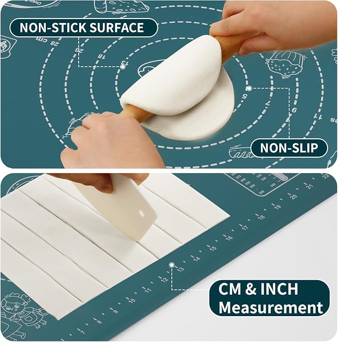 DANIA & DEAN Mom Theme 26"x16" Extra Thick Silicone Baking Mat for Pastry | Non-Slip & Non-Stick Mat with Measurements, for Dough Kneading, Pizza, Pie Crust, Sourdough, Bread, Pasta & Counter Sheet - Image 3