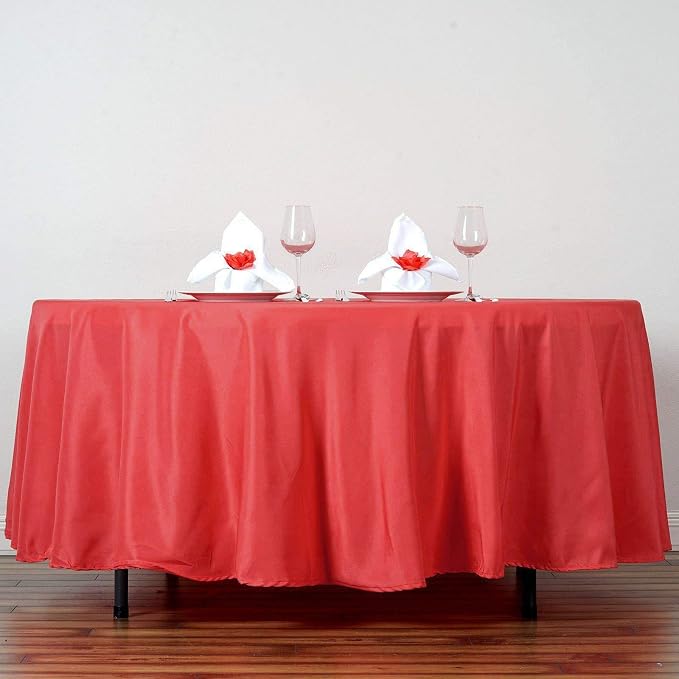 Balsa Circle 10 pcs 108 inch Red Round Washable Polyester Easy-Care Tablecloth for Indoor and Outdoor Bridal Shower Wedding Table Buffet Table Parties Events Kitchen Dining - Image 5