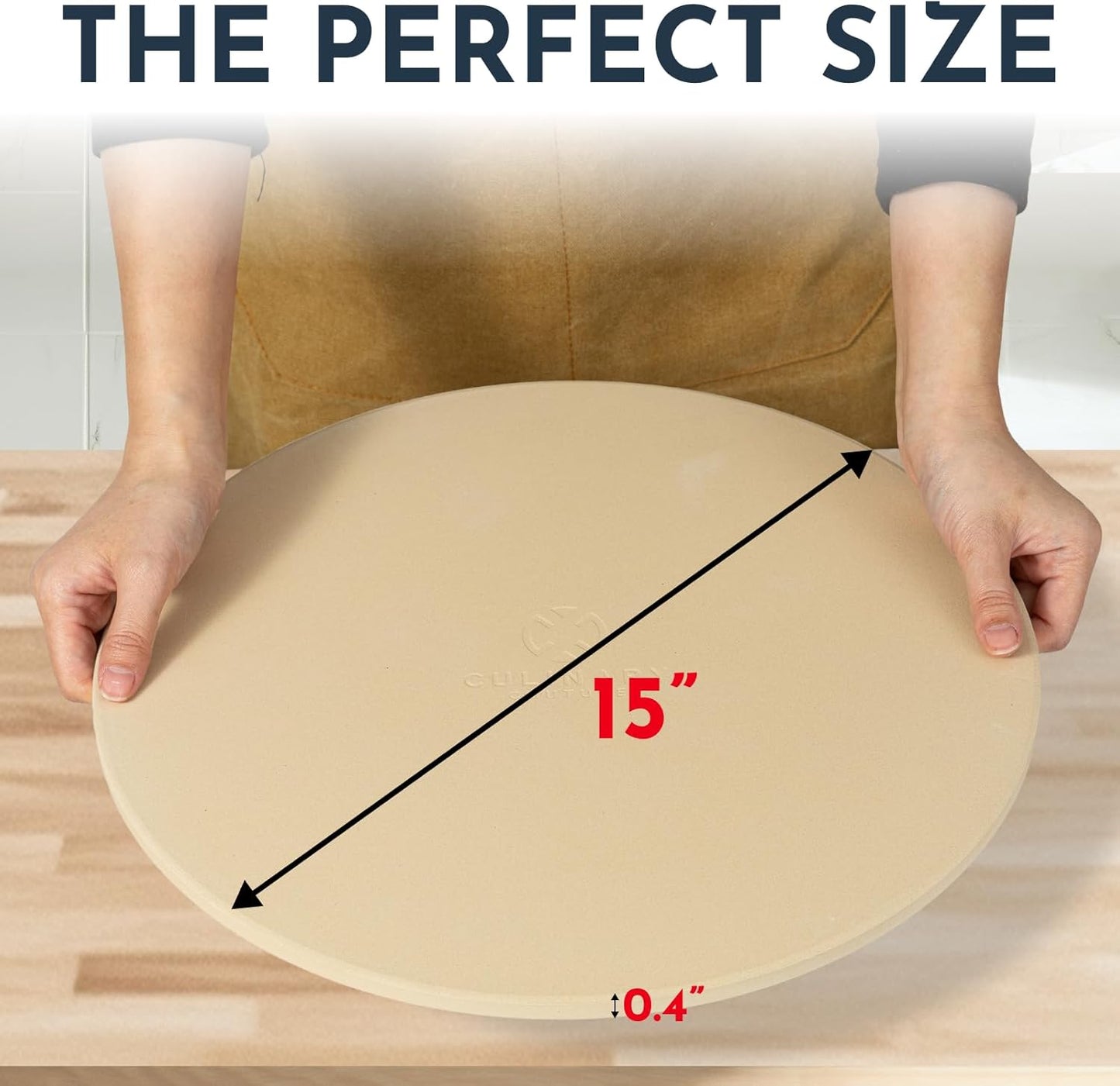 Culinary Couture 15 inch Round Pizza Stone for Oven - Large Pizza Stone for Grill, Cordierite Stones for Bread, Calzone, Cookies - Pizza Making Kit
