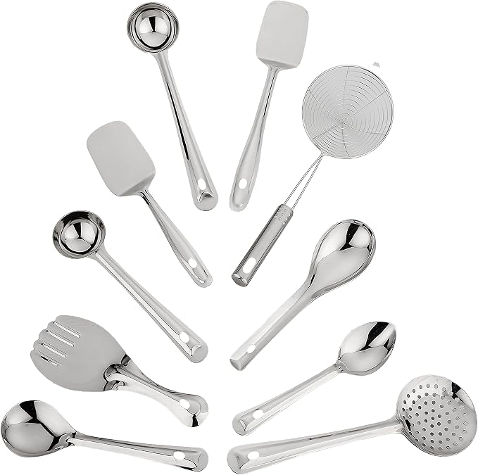 SPRINGWAY - Brand of Happiness | Stainless Steel Chef Choice Cooking & Serving Spoon (Set of 10) - Image 2