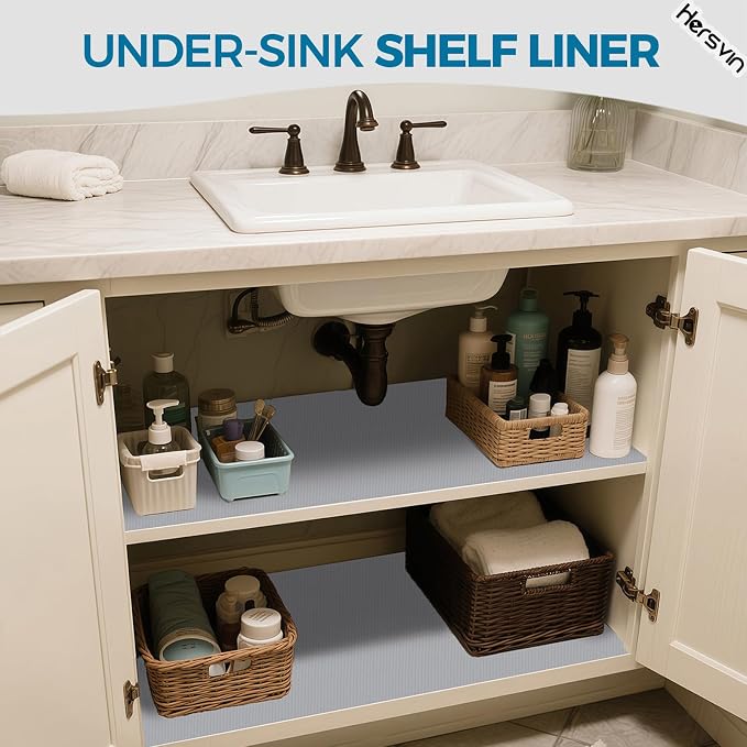 Hersvin Shelf Liners, 20in x 20ft Kitchen Drawer Mats, Non-Adhesive EVA Cupboard Protector, Cabinet Lining (Light Gray/Dot) - Image 7