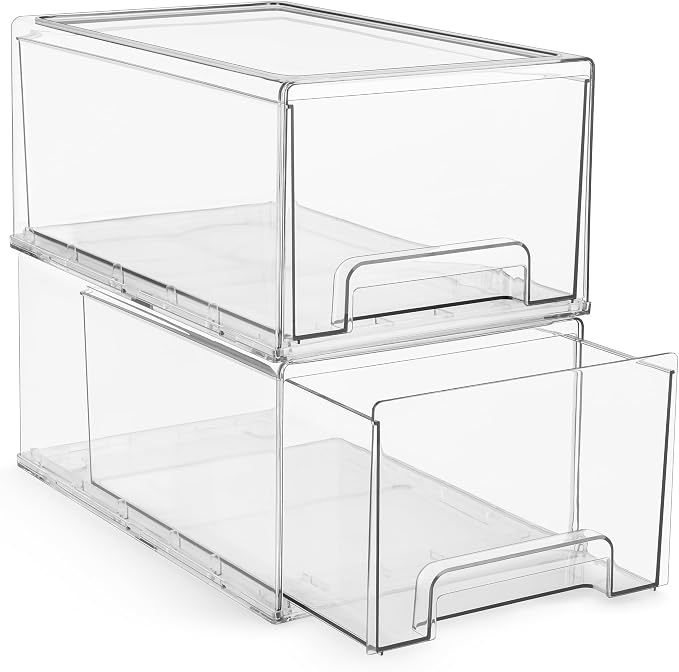 Sorbus Clear Stackable Storage Drawers with Pull-Out Bins (Large, 2 Pack) by Sorbus
