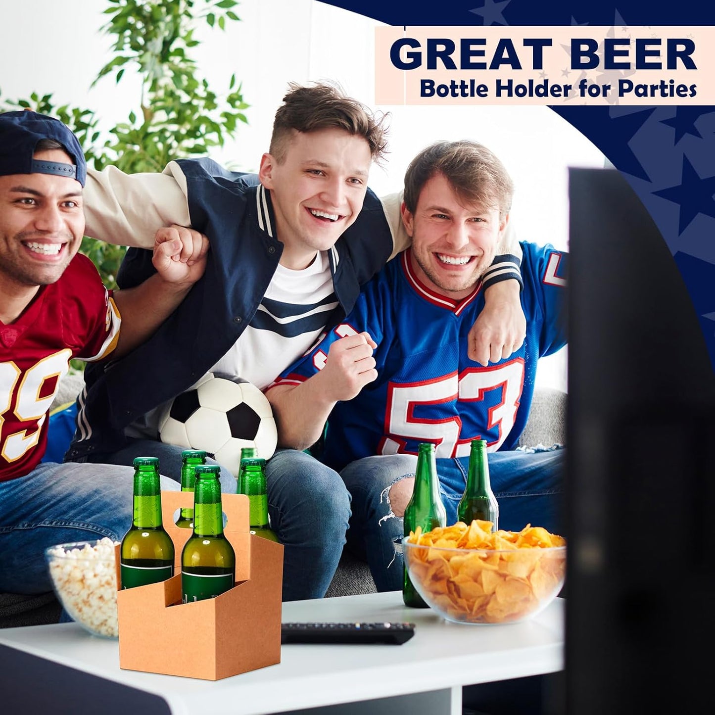 Jetec 4 Cup Drink Carrier with Handle, Kraft Paperboard Beer Carrier, Disposable Drink Holder for Hot or Cold Drinks, 12-16 oz Bottle Holder for Soda and Other Bottled Products(50 Pcs,Brown)