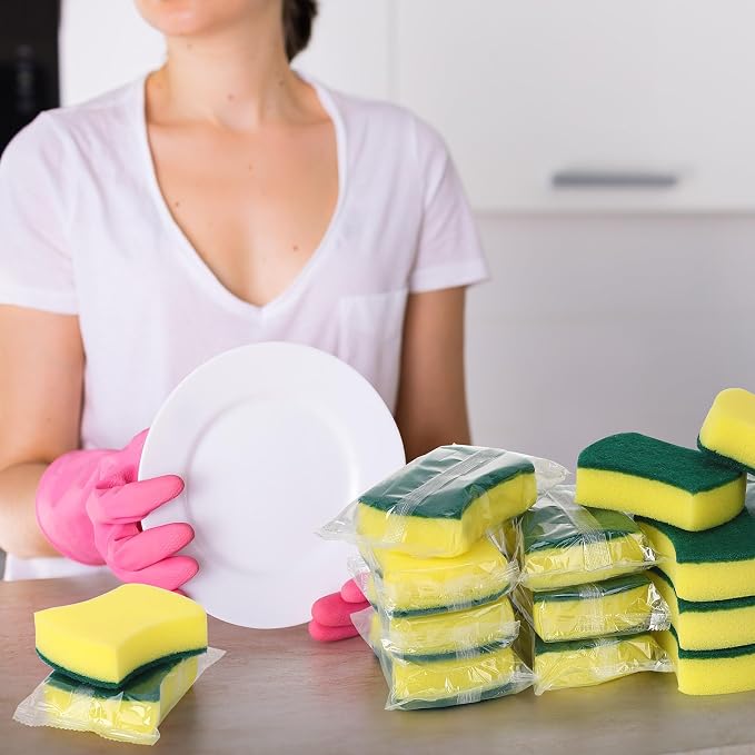 100 Pcs Individually Wrapped Sponges Uncompressed Green - Image 7