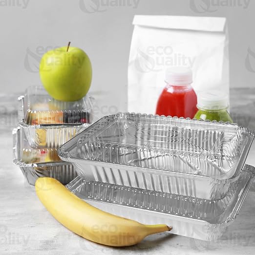 [300 Pack] 2.5LB Oblong Take Out Foil Baking Pans with Dome Lids Shallow - 788 Aluminum Pan for Baking, Roasting, Potluck, Reheating, Catering, Party, BBQ, Baking by EcoQuality - Image 4