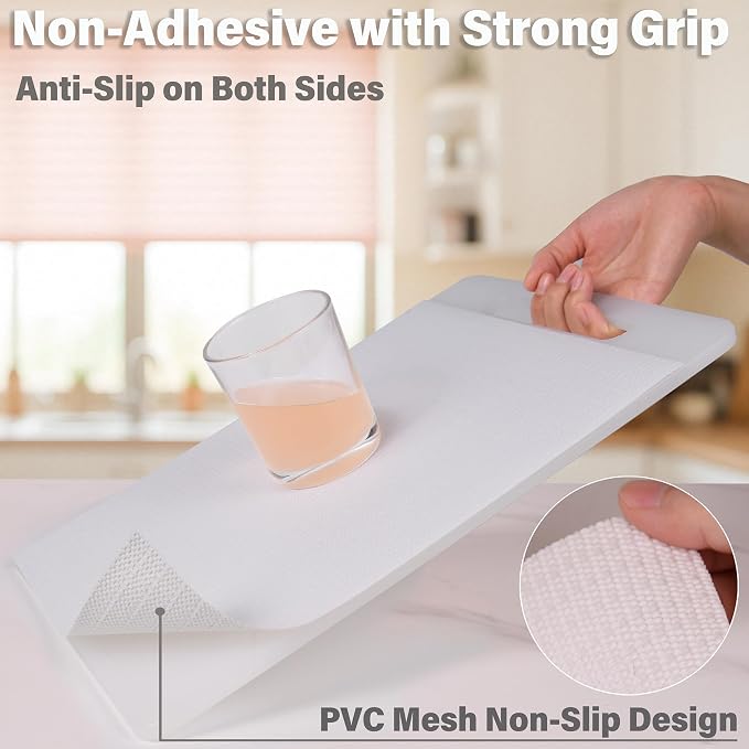 Drawer and Shelf Liners for Kitchen Cabinet,Non Slip Cabinet Liners for Shelves,Non-Adhesive Strong Grip Mats Protect Dresser Cupboard,Shelf Paper Easy to Clean-17.5IN x 30FT White - Image 2