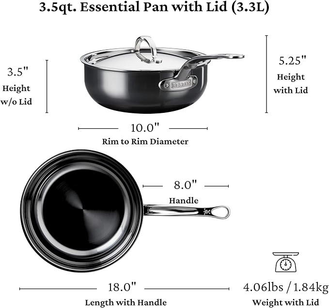 Hestan - NanoBond Collection - Titanium All-In-One Pan, Induction Cooktop Compatible, 3.5 Quart - Image 2