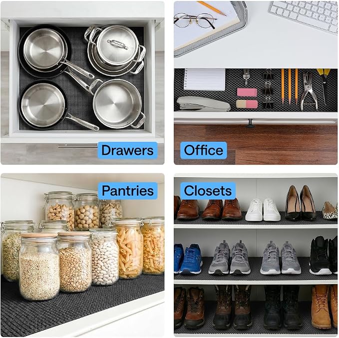 GORILLA GRIP powerGRIP Drawer Shelf and Cabinet Liner, 20" x20', Charcoal - Image 9