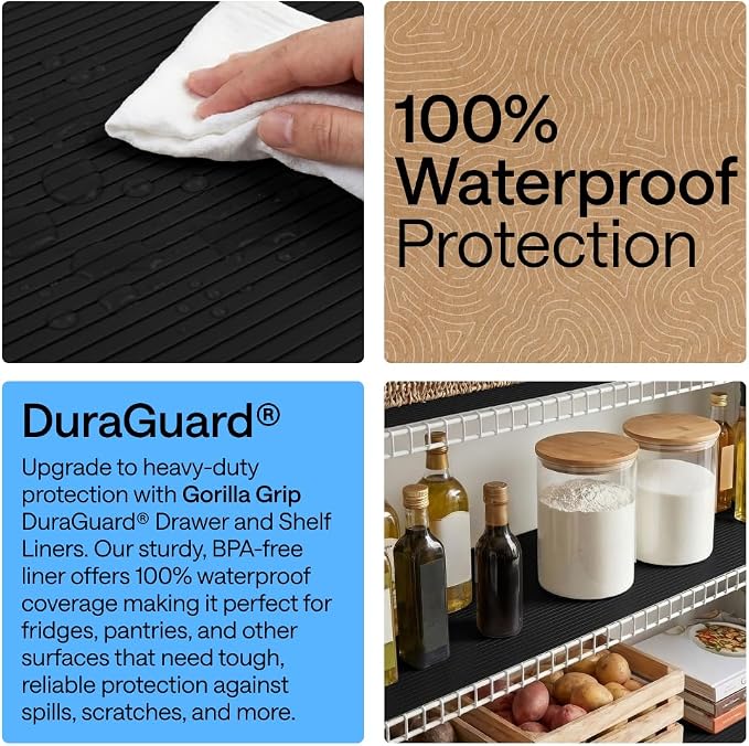 GORILLA GRIP Shelf Liner, Non-Adhesive Cabinet Liners, 17.5" x30' Jet Black - Image 3