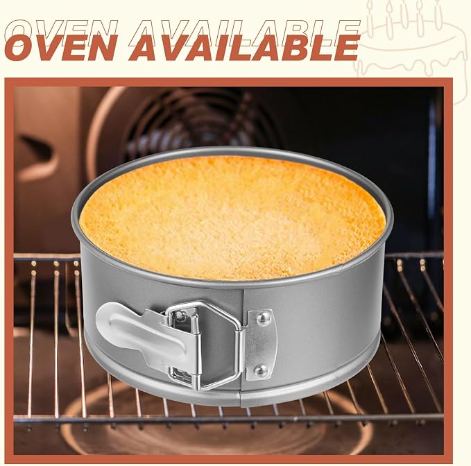 Funnymoom 4 Pcs 6 Inch Non Stick Springform Pan with Removable Bottom Carbon Steel Round Springform Cheesecake Pan with Stainless Steel Spring Buckles for Baking Kitchens Restaurant(Gray) - Image 6