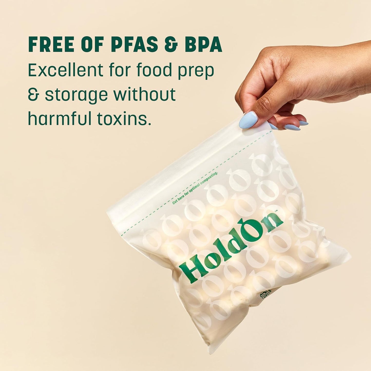 HoldOn Zipseal Sandwich Bags – Compostable, PFOA-Free, BPA-Free, Food-Safe Zip Seal Food Storage Bags With Secure Seal for Home & Travel, Freezer-safe (2-Pack, 200 bags total)