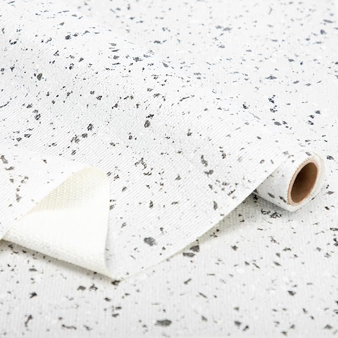 Shelf and Drawer Liner 12 Inch x 5 Feet Trimmable Terrazzo Speckled White by RAYSTAR