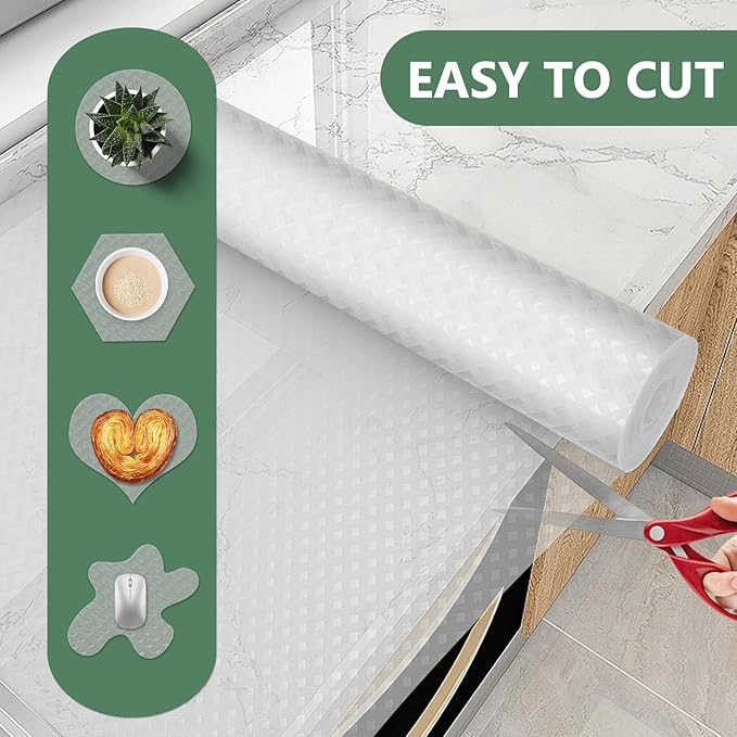 Shelf Liners, Non-Adhesive Drawer Liner, Waterproof & Oil-Proof Kitchen Cabinet Cupboard Liner Plastic EVA Material BPA Free Fridge Liner Mats Paper Protector for Shelves (Clear/24in x 240in) - Image 3