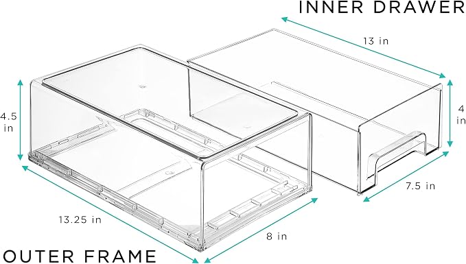 Sorbus Clear Stackable Storage Drawers with Pull-Out Bins (Medium, 6 Pack) - Image 3