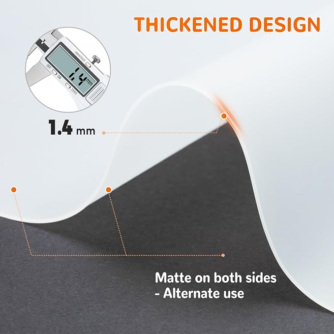 Silicone Mats for Kitchen Counter, Table & Desk, 47"x23" Heat Resistant Countertop Protector, Non-Slip Baking Pad, Dishwasher Safe - No Crease & White Translucent, Warome - Image 3