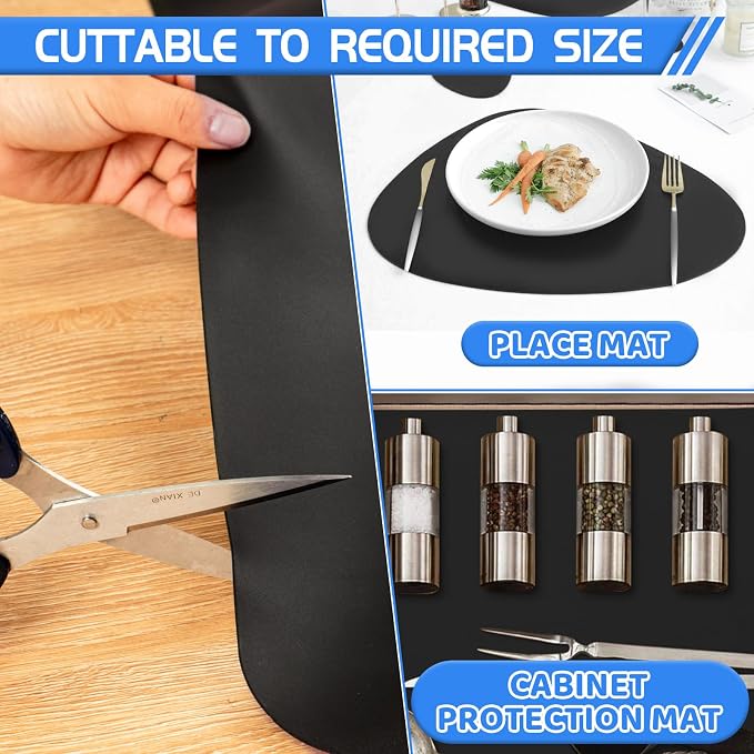 Warome Silicone Mat,36"x 23.6" Heat Resistant Mats for Countertop Protector,Nonstick Silicone Craft Mat/Placemats,Washable Silicone Mats for Kitchen Counter,No Creases Counter Mat-Black - Image 7