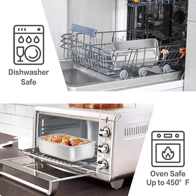 E-far Stainless Steel Loaf Pan Set of 12, 9 x 5 Inch | Non-Toxic Bread Pan Tins for Baking Homemade Banana Cake Meatloaf Brownies, Healthy & Easy Release, Dishwasher Safe - Image 3