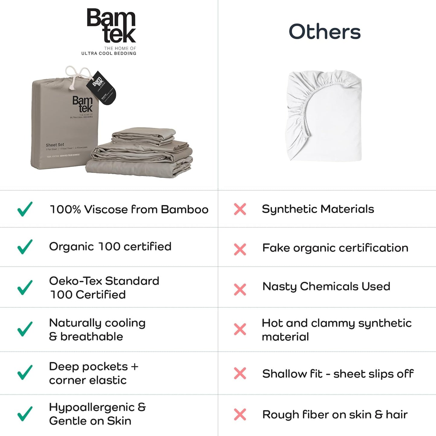 100% Viscose from Bamboo Sheets Queen Size, Super Soft Bedding Set, 4PC Cooling Sheets for Hot Sleepers, Vegan Silk Moisture Wicking, Organically Grown Bedsheet, Sand - 60" x 80"