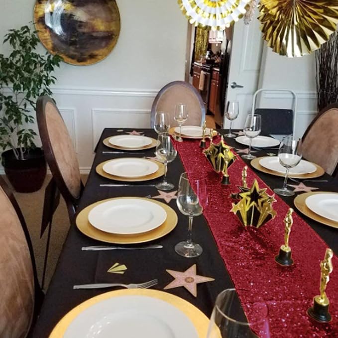 Burgundy Sequin Table Runner 12 Pack, 12x108 Glitter Table Runners - Image 2