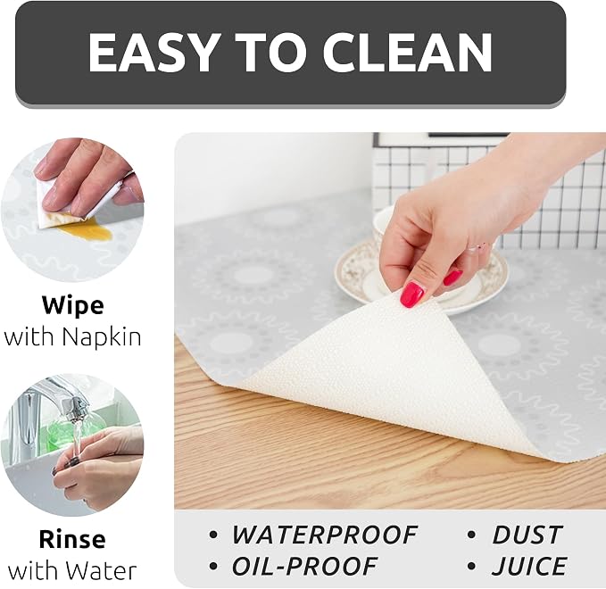 12X120 Inch Shelf Liner for Kitchen Cabinets, PVC Drawer Liner for Dresser Non-Slip Bathroom, Non-Adhesive Cabinet Liner Washable (White Circle)(1 Roll) - Image 5