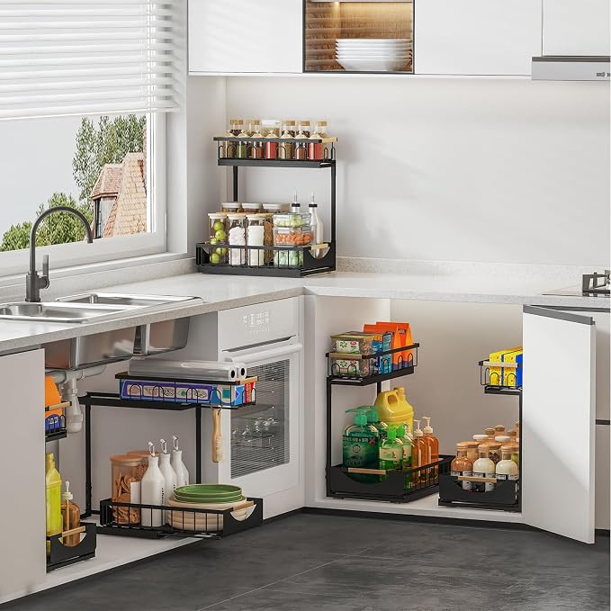 Under Sink Organizer and Storage for Bathroom and Kitchen - 2 Pack 2 Tier - Image 6