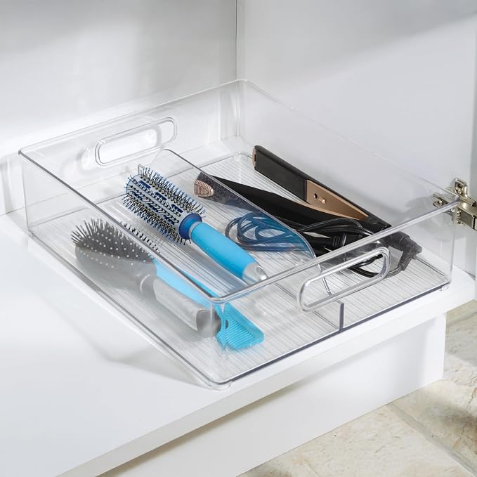 iDesign Divided Pantry Bin with Handle, Clear - Image 6