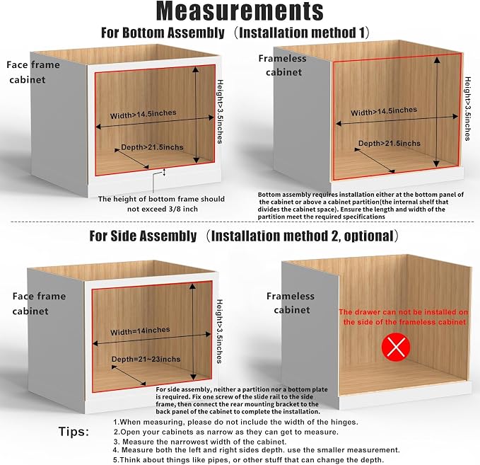 Mulush 13”W x 21”D x 3”H Soft Close Slide Out Wood Drawer Organizer for Kitchen, (Cabinet Opening Width>14.5 inches for Bottom Assembly, Width= 14 inches for Side Assembly) - Image 4
