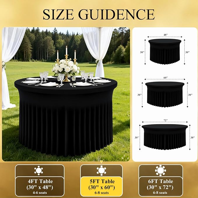 Moosfor 2 Pack Spandex Fitted Round Tablecloth, Elastic Table Skirt - Image 5