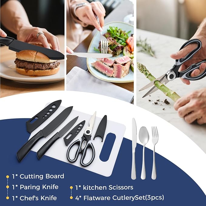 THTYBROS Portable Camping Kitchen Utensil 34 Pcs Set- Cookware Kit, Stainless Steel Outdoor Cooking and Grilling Utensil Organizer Travel Set Perfect for Travel, Picnics, RVs, Camping, BBQs, Parties - Image 4