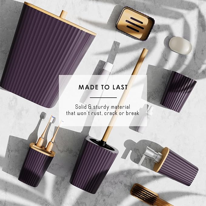 Clara Clark Purple Bathroom Set, Shower Curtain Set, Bathroom Accessory Set - Image 5