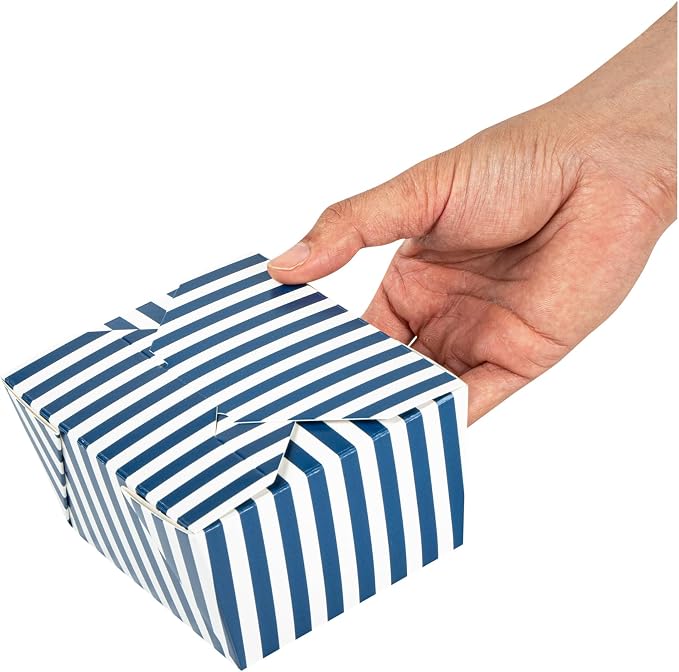 Restaurantware 30 oz Blue And White Stripe 1 Bio Box Container, 50 Ct - Image 14