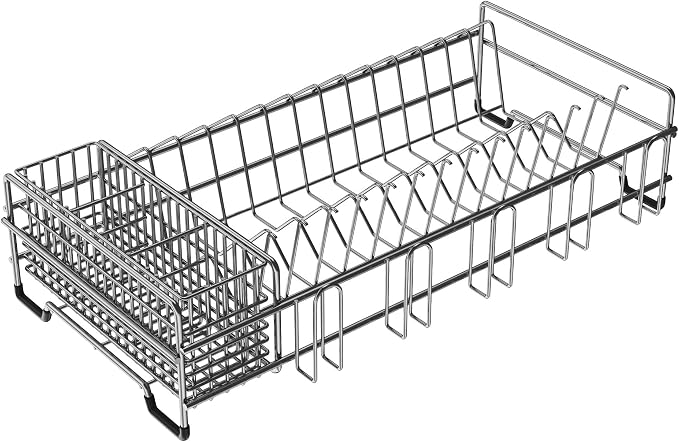 Kraus Workstation Kitchen Sink Dish Drying Rack Drainer and Utensil Holder, 17" L x 9" W, Stainless Steel, KDR-3 - Image 10