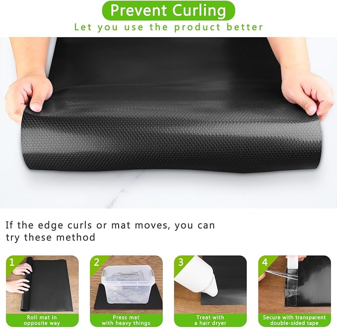 WochiTV Shelf Liner for Cabinets, Drawer 11.8 Inch x 10 Feet, Non Adhesive EVA Plastic Waterproof Protectors Mats for Kitchen, Pantry, Bathroom Closet, Cupboard, Black - Image 6