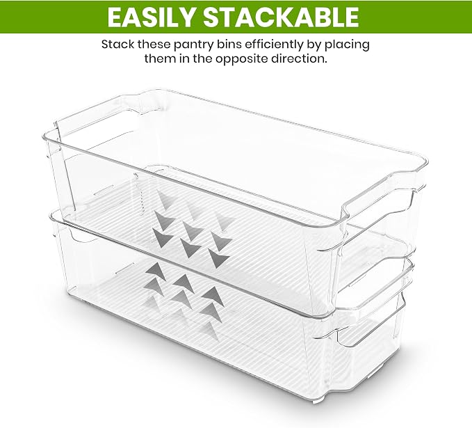 Utopia Home Plastic Stackable Storage Bins for Fridge, 8 Pack, Clear | Durable Plastic Storage Containers with Easy Grip Handles for Pantry, Kitchen Cabinets & Countertops - Image 7