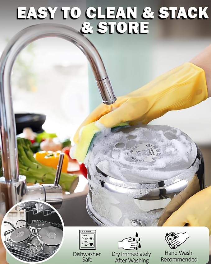 Cook N Home Basics 8 Quart Stainless Steel Stock Pot with Lid, Cooking Pot for Pasta, Soup, Stay-Cool Silicone Handle, Stockpot with Even Heating, Oven Safe, Cookware for Canning, Boiling, Simmer - Image 4