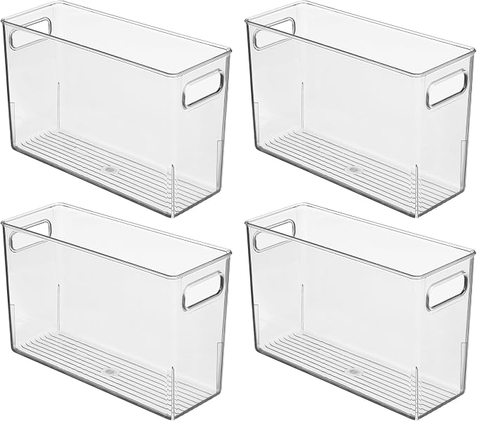 iDesign Tall Plastic Storage Bin with Handles, Set of 4, Clear - Image 9
