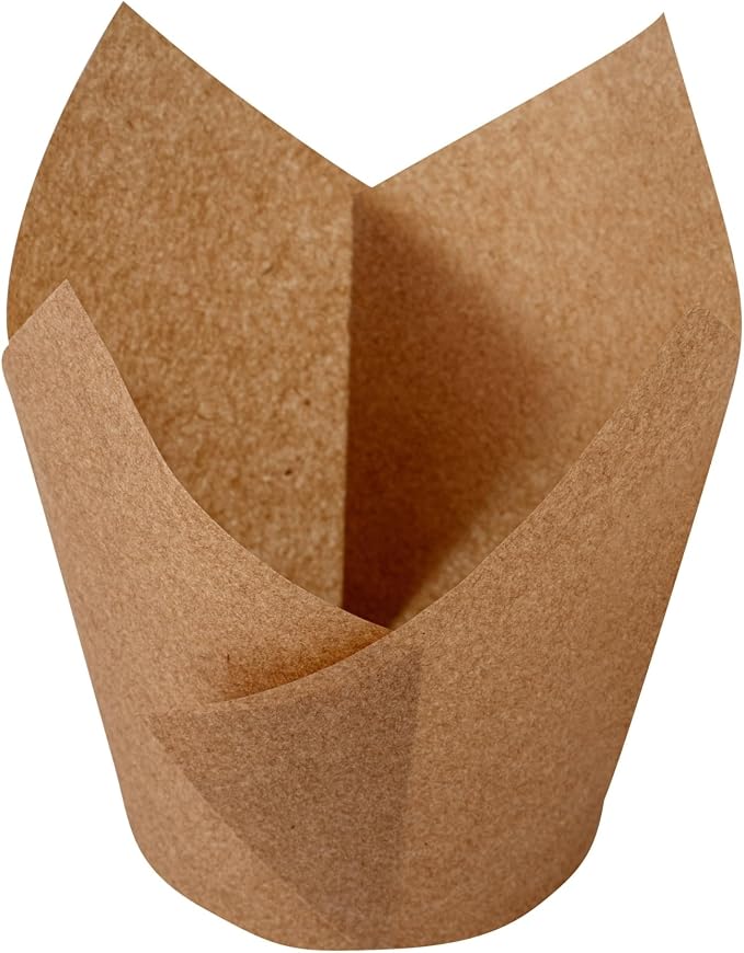 Restaurantware Tulip Baking Cups 500 Count 3.5 Oz Paper Muffin Liners Greaseproof Oven-Friendly Cupcake Liners, Disposable Paper Tulip Muffin Cups, Heavy-Duty For Desserts Kraft - Image 2