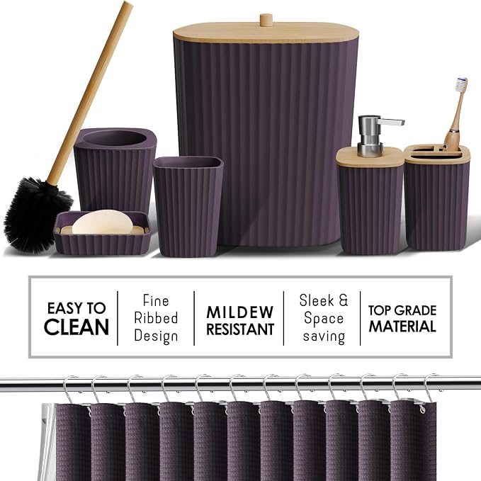 Clara Clark Bathroom Set, Shower Curtain Set and Shower Caddy Hanging - Image 4
