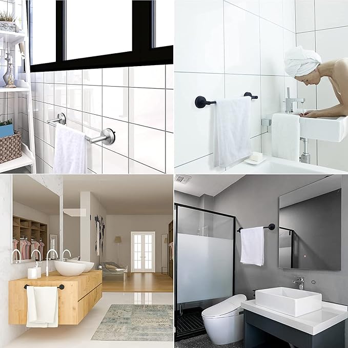 DGYB Adjustable Suction Cup Towel Bar for Bathroom 14-27 Inch Matte Black Towel Rack No Drill Removable Shower Towel Holder for Glass Door - Image 4