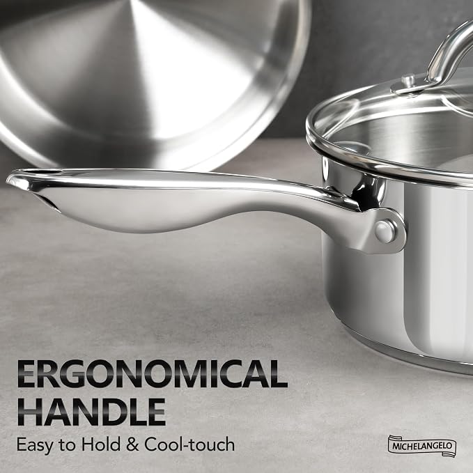 MICHELANGELO 3 Quart Saucepan with Lid, 18/10 Stainless Steel Sauce Pan with Tri-Ply Bottom, 3QT Sauce Pot, Induction Compatible - Image 4