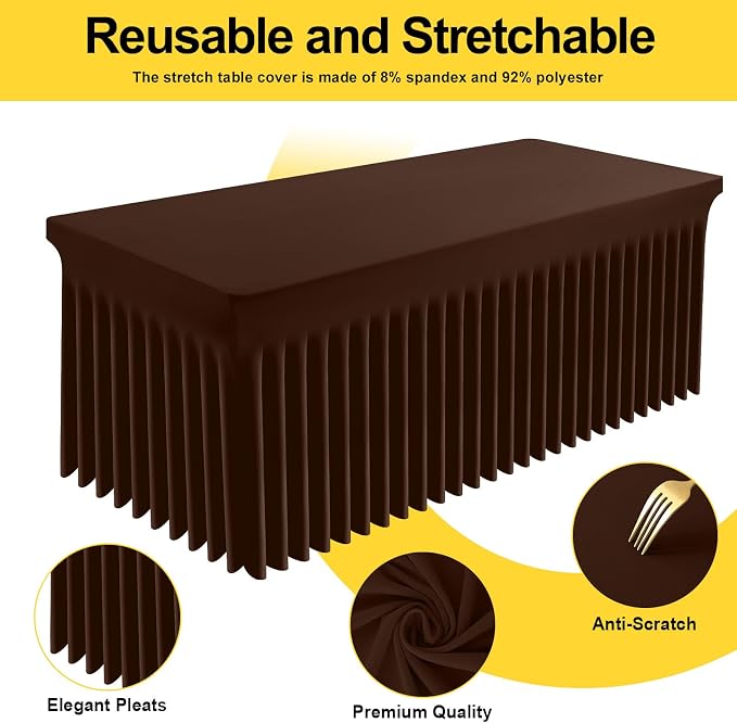 Smiry Spandex Elastic Fitted Table Cloth Skirt for 6FT Rectangle Table - Image 2